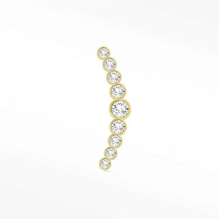 Diamond flat back earring croissant med 14k yellow - 14k gold