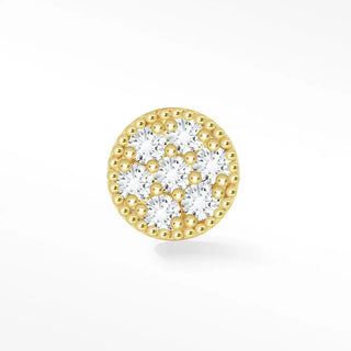 Diamond flat back earring glazed donut 14k yellow - 14k gold