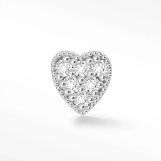 Diamond flat back earring heart 14k white - 14k gold