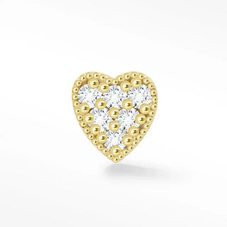 Diamond flat back earring heart 14k yellow - 14k gold