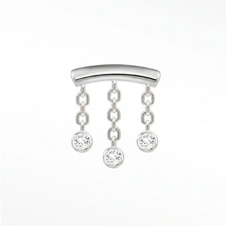 Flat back earrings raindrops diamond 14k white