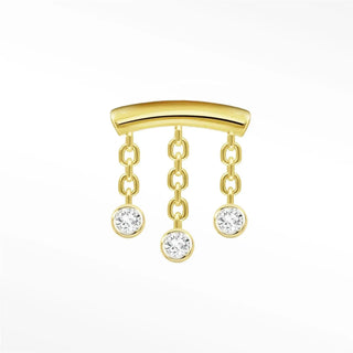 Diamond flat back earring hidden helix dangle 14k yellow - 14k gold