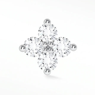 Flat back earrings clover diamond 14k white