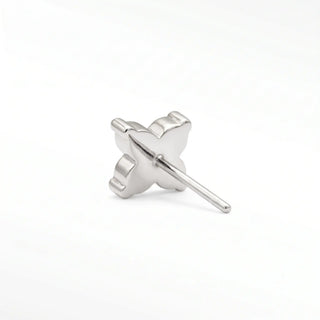 Flat back earrings clover diamond 14k white