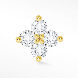 Diamond Flat Back Earring Large Clover 14k Yellow - Nina Wynn