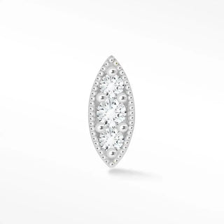 Diamond flat back earring marquise 14k white - 14k gold
