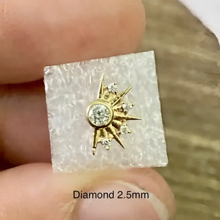 Diamond flat back earring med demi urchin 14k yellow - 14k gold