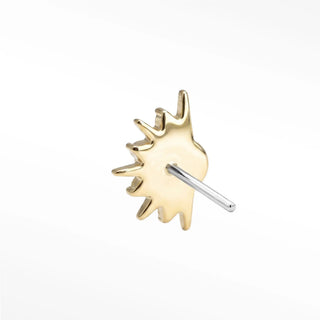 Diamond flat back earring med demi urchin 14k yellow
