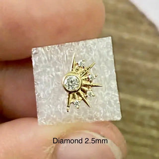 Diamond flat back earring med demi urchin 14k yellow - 14k gold