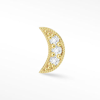 Diamond Flat Back Earring Moon 14k Yellow - Nina Wynn