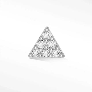 Diamond flat back earring small pyramid 14k white - 14k gold