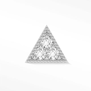 Flat back earrings pyramid diamond 14k white