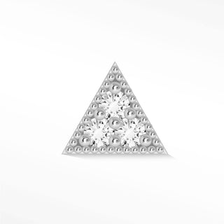 Flat back earrings pyramid diamond 14k white