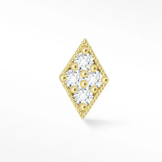 Diamond flat back earring rhombus 14k yellow - 14k gold / diamomd