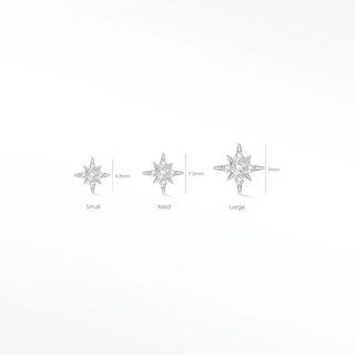 Flat back earrings shining star diamond 14k white