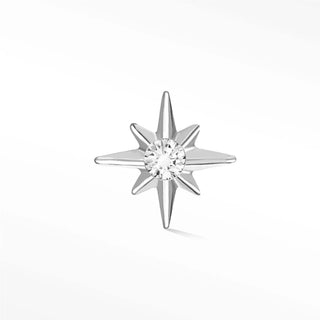 Flat back earring diamond shining star 14k white - 14k gold
