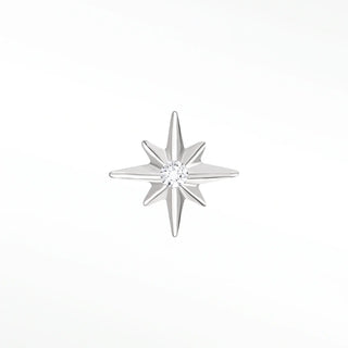 Flat back earrings shining star diamond 14k white