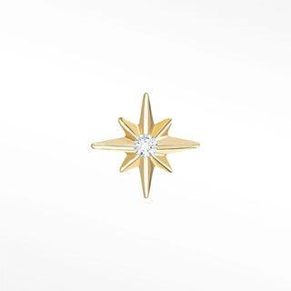 Flat back earrings shining star diamond 14k yellow