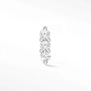 Diamond flat back earring small 3 scones 14k white - 14k gold