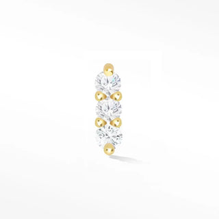 Diamond flat back earring small 3 scones 14k yellow - 14k gold