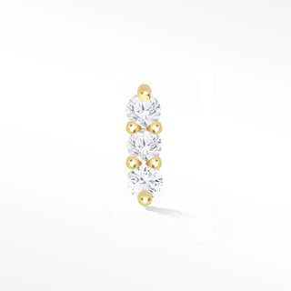 Diamond Flat Back Earring Small 3 Scones 14k Yellow - Nina Wynn