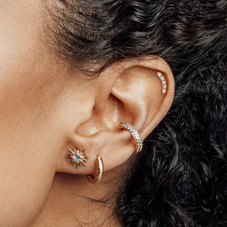 Diamond flat back earring small climber 14k yellow - 14k gold