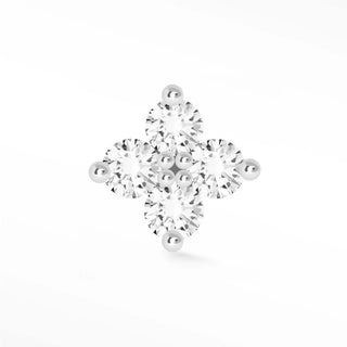 Diamond flat back earring small clover 14k white - 14k gold