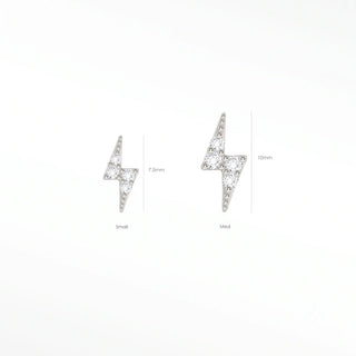 Diamond flat back earring small lightning bolt 14k white