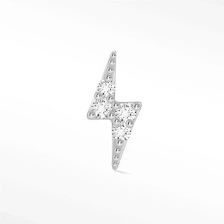 Diamond flat back earring small lightning bolt 14k white - 14k gold