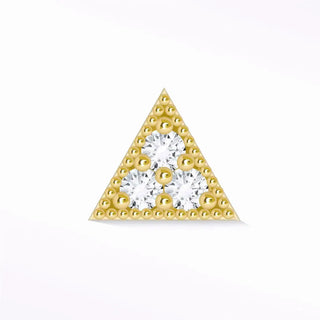 Diamond flat back earring small pyramid 14k yellow - 14k gold