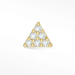 Diamond flat back earring small pyramid 14k yellow - 14k gold