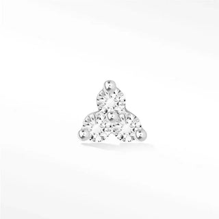 Diamond flat back earring small trinity 14k white - 14k gold