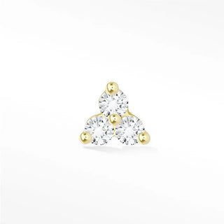 Diamond flat back earring small trinity 14k yellow - 14k gold