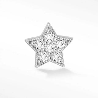 Diamond flat back earring star 14k white - 14k gold
