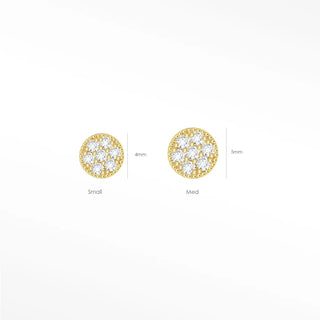 Diamond flat back earring studs crafted in solid 14k yellow gold. Low-profile design offers secure comfortable all-day