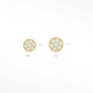 Diamond flat back earring studs crafted in solid 14k yellow gold. Low-profile design offers secure comfortable all-day