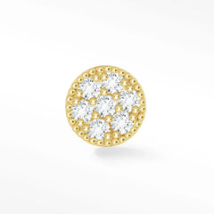 Diamond Flat Back Earring Studs Glazed Donut 14K Solid Gold