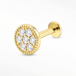 Flat Back Earrings Threadless Diamond 14k Gold Glazed Donut | Wynning Stud