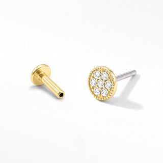 Flat Back Earrings Threadless Diamond 14k Gold Glazed Donut | Wynning Stud