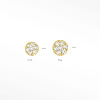 Diamond flat back earring studs crafted in solid 14k yellow gold. Low-profile design offers secure comfortable all-day