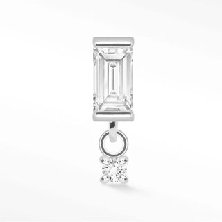 Flat back earrings baguette diamond 14k white
