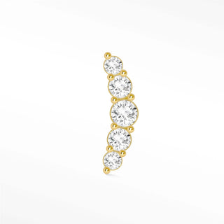 Croissant flat back earrings, in 14k yellow gold, diamond, stone size 1.2-1.8mm. 