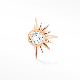 Sunburst flat back earrings, in 14k rose gold, diamond, stone size 2mm, a radiant sunburst 