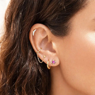 Gold-toned diamond flatback earrings flat back crescent moon design with clear crystals 14k yellow gold