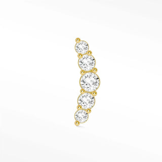 A delicate 14K yellow gold diamond flatback ear climber with five sparkling round-cut diamonds from The Wynning Studs
