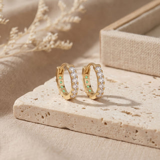 Lab-Grown Diamond & Emerald Hoop Earrings 14K Gold | Wynning Reversible Hoops