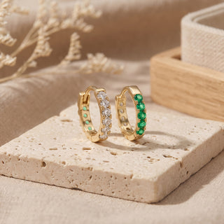 Lab-Grown Diamond & Emerald Hoop Earrings 14K Gold | Wynning Reversible Hoops
