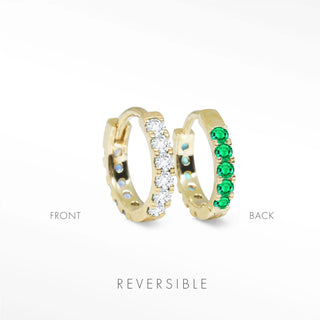 Diamond hoop earrings 14k| natalie wynning reversible hoops - 14k yellow / & emerald
