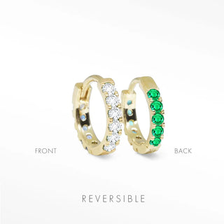 Diamond hoop earrings 14k| natalie wynning reversible hoops - 14k yellow / & emerald