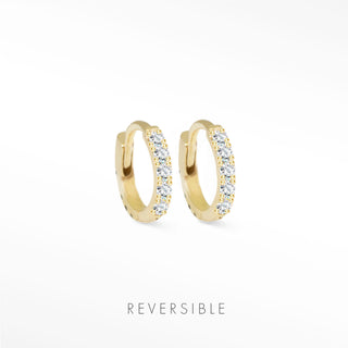 Diamond Huggie Earrings | Natalie Wynning Reversible Hoops